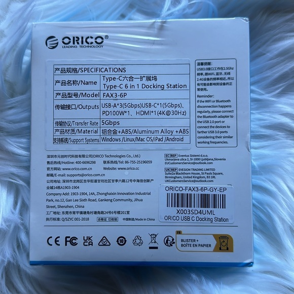 ORICO USB C Docking Station Hub , 6in1 4K HDMI, 3 USB-A C 3.0 100W Charger - Picture 2 of 2